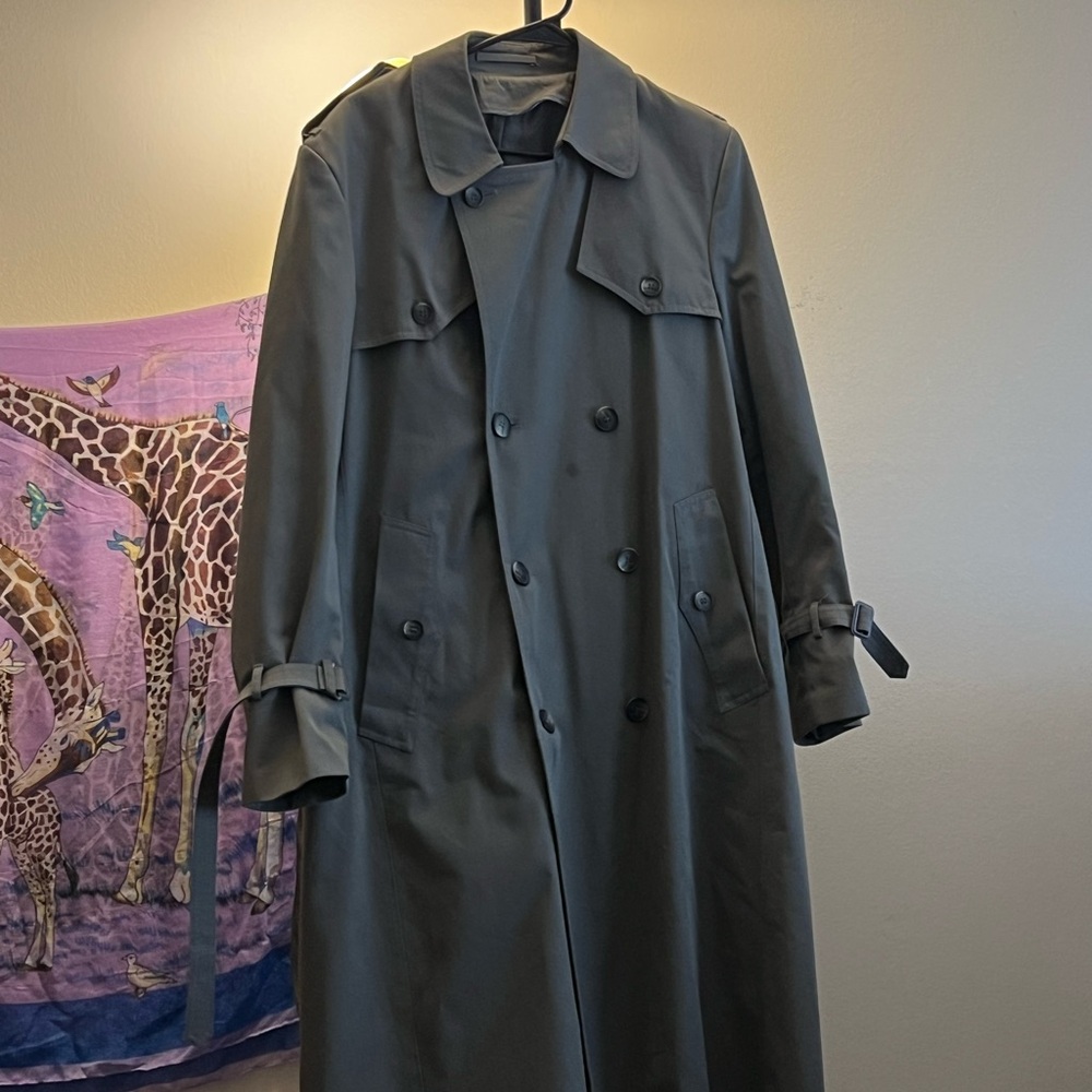 Men's Gray Double-Breasted Trench Coat